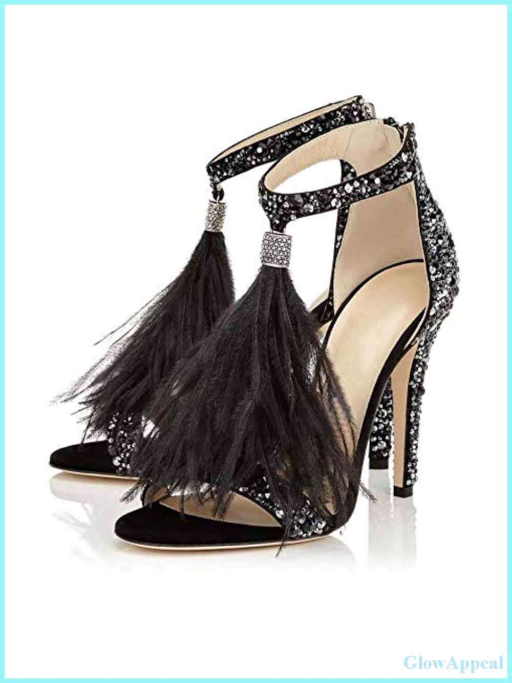 Rhinestone High Heel Sandals Pointed Open Toe Stiletto Ankle Strap Wedding